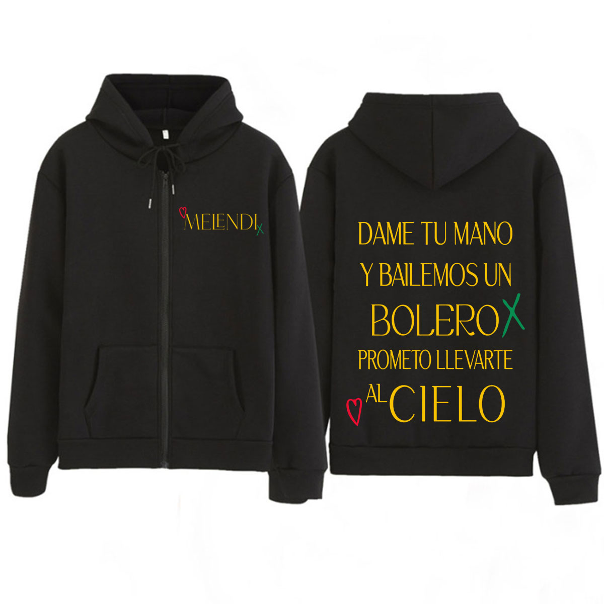 Mens Fashion Zip Up Hoodies - Rapper Melendi Tour Print Merch Zipper