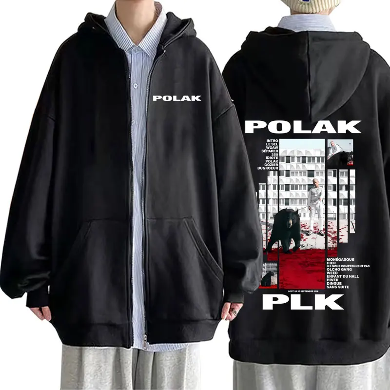 Rapper Plk Polak Print Zipper  - Mens Fashion Zip Up Hoodies review and price