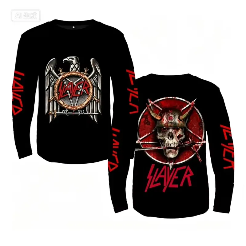 3D Long Sleeve Rock Slayer Ban - Men'S Fashion T Shirts review and price