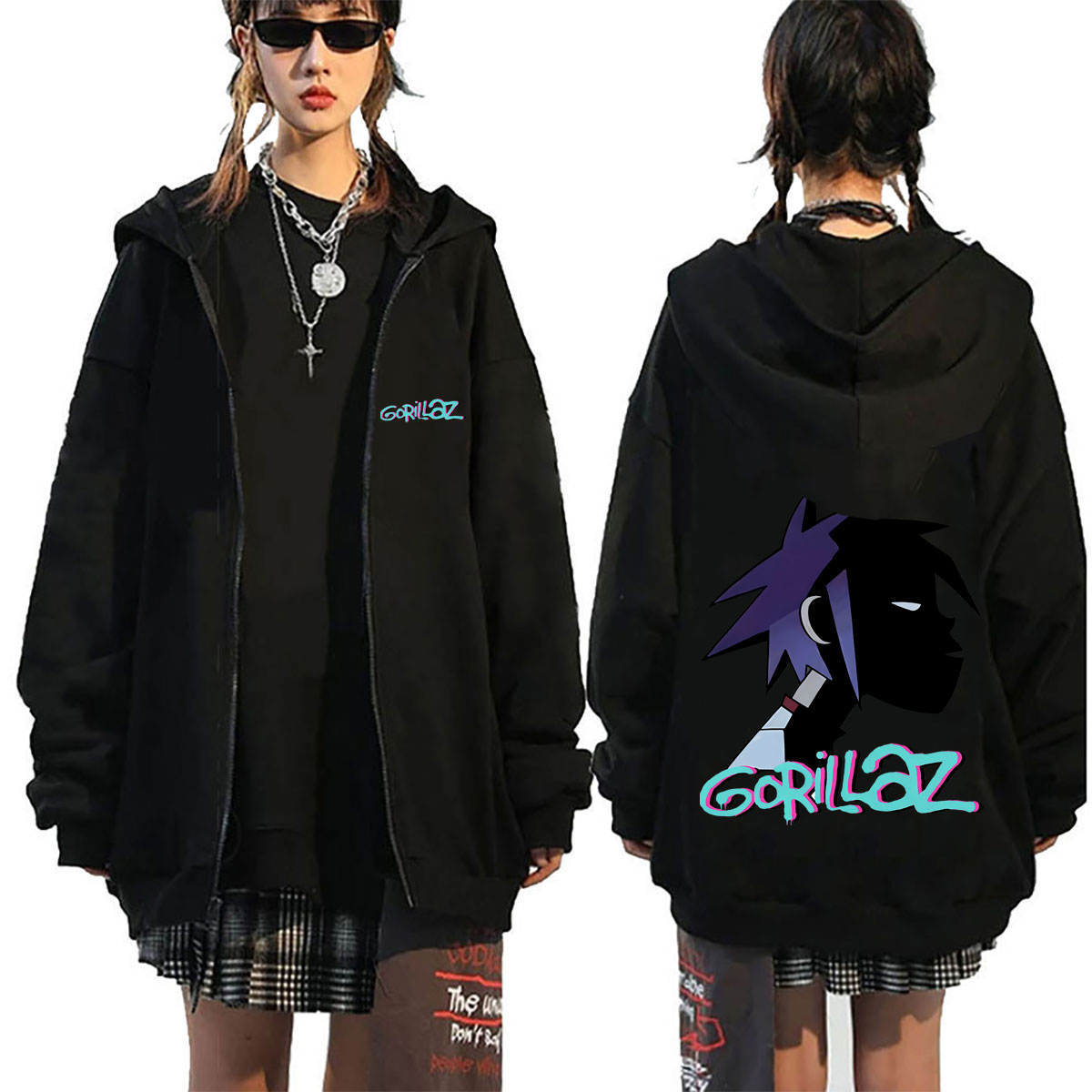 Rock Band Gorillaz Face Graphi - Mens Fashion Zip Up Hoodies review and price