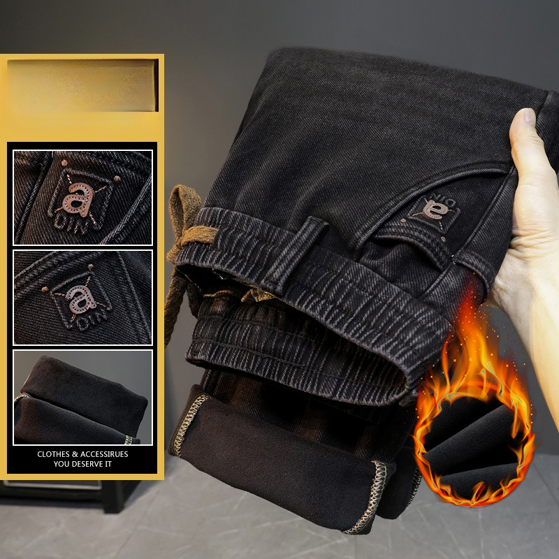 Men Winter New Fleece Jeans El - Men'S Fashion Grey Jeans review and price